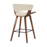27" Cream And Brown Iron Low Back Counter Height Bar Chair - Homeroots