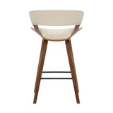 27" Cream And Brown Iron Low Back Counter Height Bar Chair - Homeroots - Flyclothing LLC