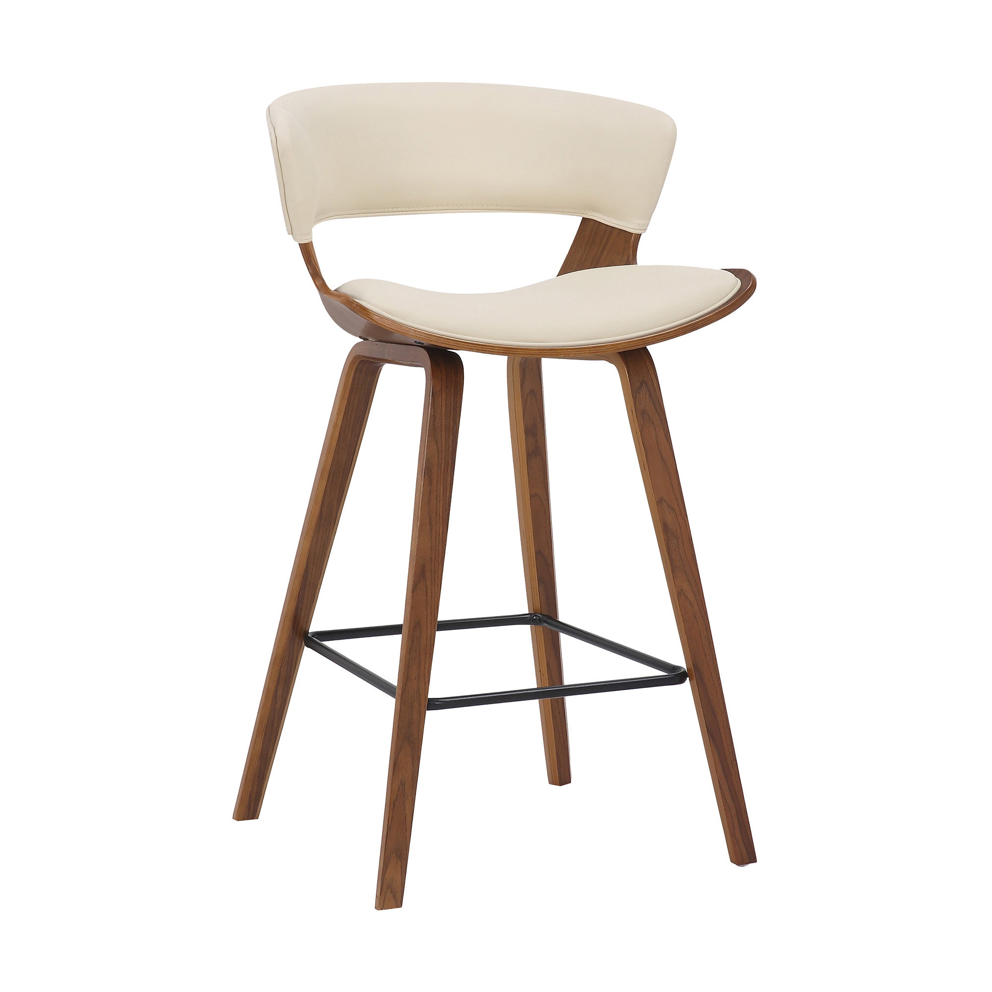 27" Cream And Brown Iron Low Back Counter Height Bar Chair - Homeroots - Flyclothing LLC