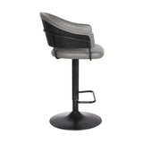 25" Gray And Black Iron Swivel Adjustable Height Bar Chair - Homeroots