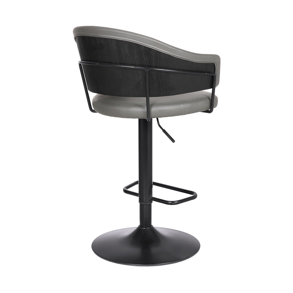 25" Gray And Black Iron Swivel Adjustable Height Bar Chair - Homeroots - Flyclothing LLC