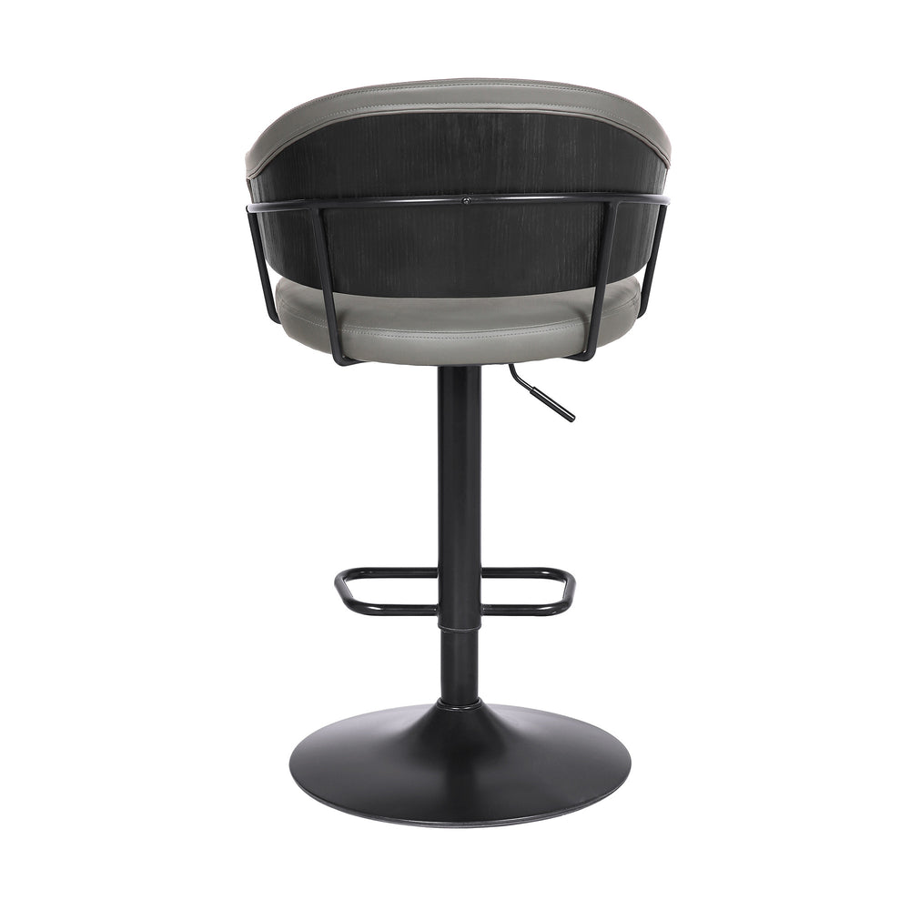 25" Gray And Black Iron Swivel Adjustable Height Bar Chair - Homeroots - Flyclothing LLC