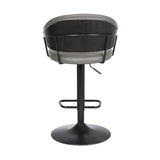 25" Gray And Black Iron Swivel Adjustable Height Bar Chair - Homeroots - Flyclothing LLC