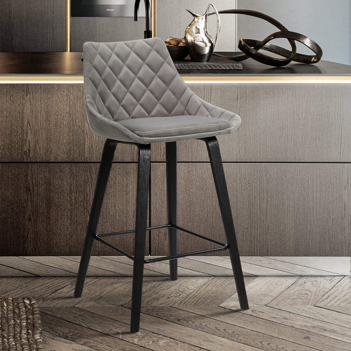 26" Gray And Black Iron Counter Height Bar Chair - Homeroots - Flyclothing LLC