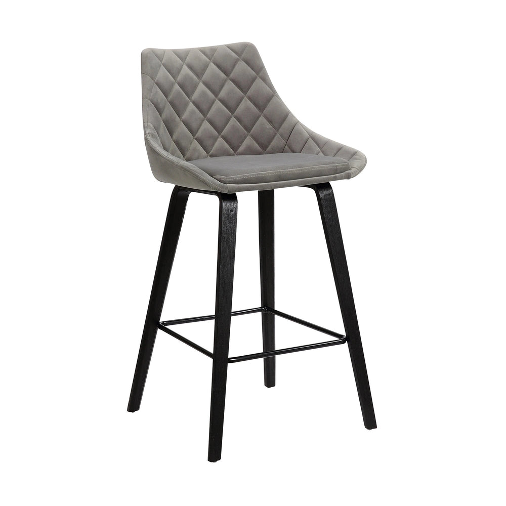 26" Gray And Black Iron Counter Height Bar Chair - Homeroots