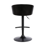 24" Black Faux Leather And Iron Swivel Low Back Adjustable Height Bar Chair - Homeroots - Flyclothing LLC