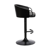 24" Black Faux Leather And Iron Swivel Low Back Adjustable Height Bar Chair - Homeroots - Flyclothing LLC