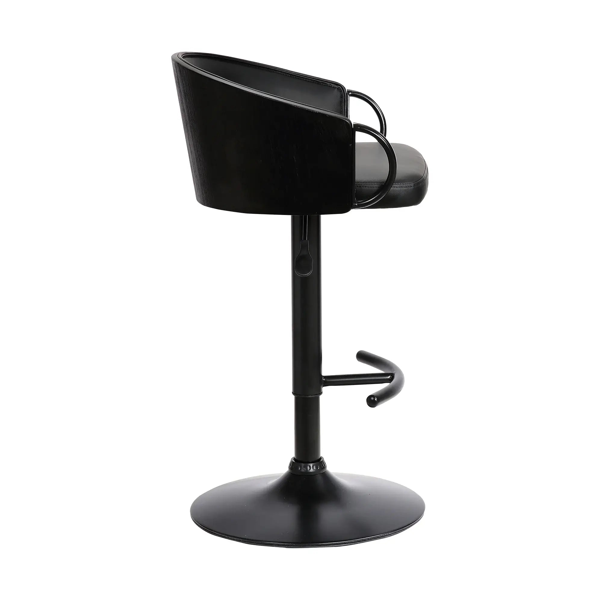 24" Black Faux Leather And Iron Swivel Low Back Adjustable Height Bar Chair - Homeroots - Flyclothing LLC