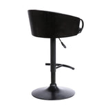 24" Black Faux Leather And Iron Swivel Low Back Adjustable Height Bar Chair - Homeroots - Flyclothing LLC