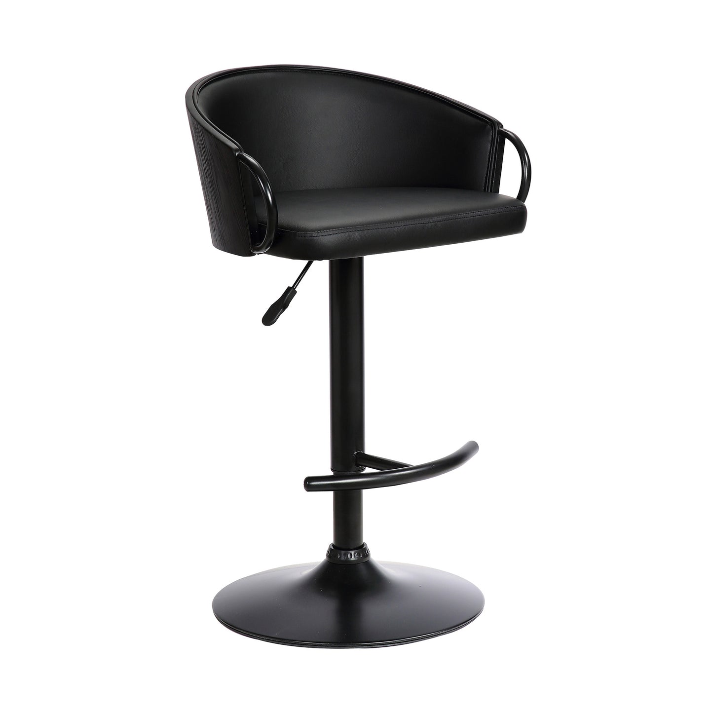 24" Black Faux Leather And Iron Swivel Low Back Adjustable Height Bar Chair - Homeroots - Flyclothing LLC