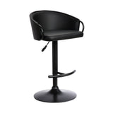 24" Black Faux Leather And Iron Swivel Low Back Adjustable Height Bar Chair - Homeroots - Flyclothing LLC