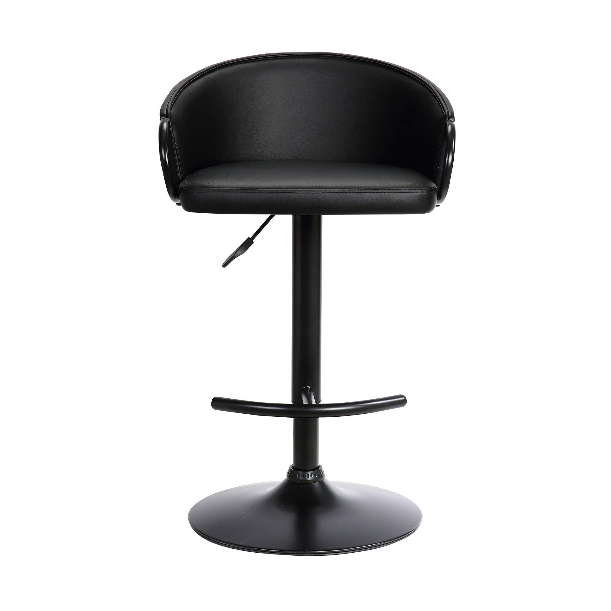 24" Black Faux Leather And Iron Swivel Low Back Adjustable Height Bar Chair - Homeroots - Flyclothing LLC