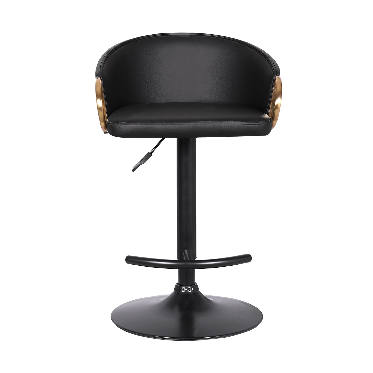 24" Black Faux Leather And Iron Swivel Low Back Adjustable Height Bar Chair - Homeroots - Flyclothing LLC
