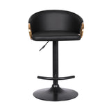 24" Black Faux Leather And Iron Swivel Low Back Adjustable Height Bar Chair - Homeroots - Flyclothing LLC