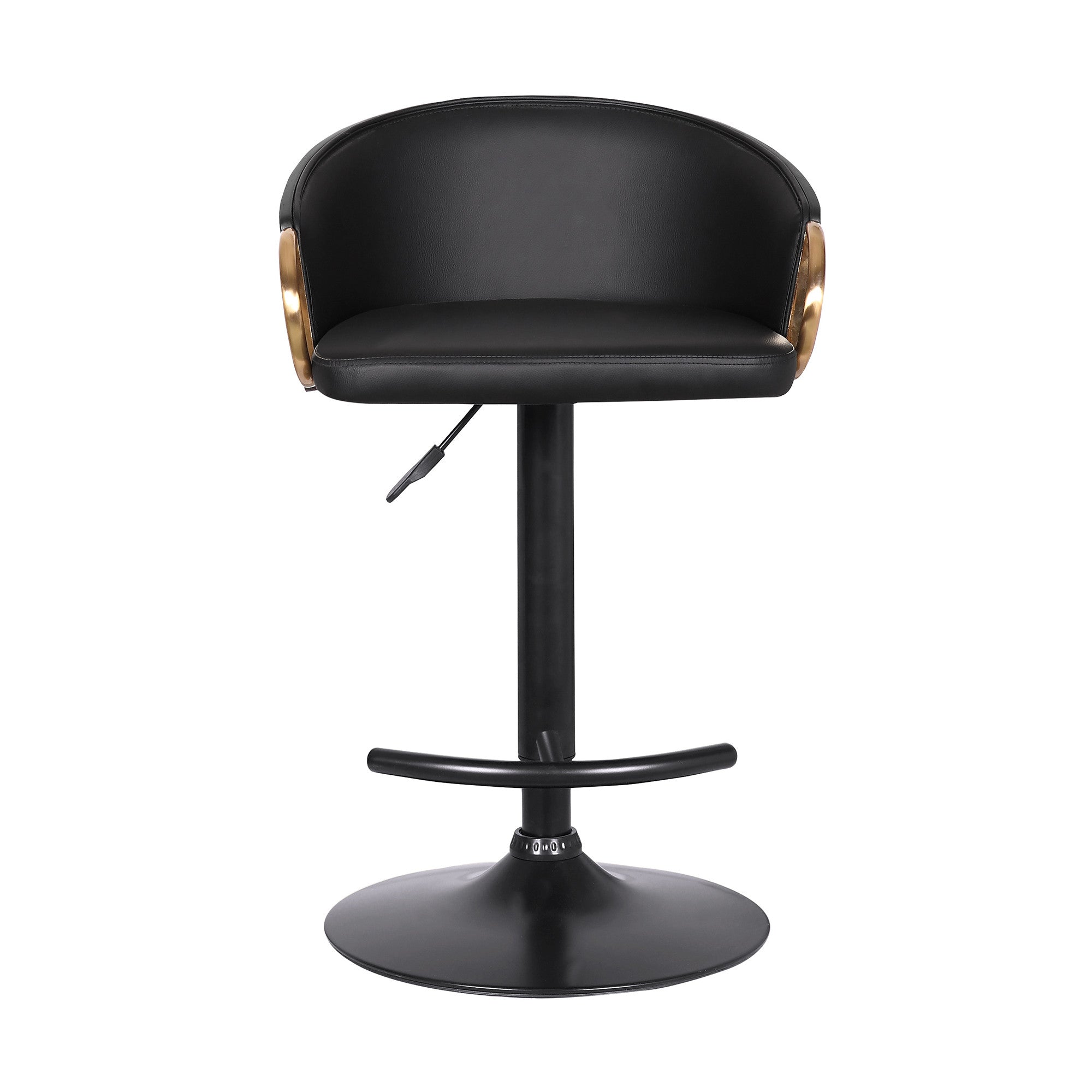 24" Black Faux Leather And Iron Swivel Low Back Adjustable Height Bar Chair - Homeroots - Flyclothing LLC
