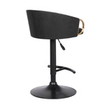 24" Black Faux Leather And Iron Swivel Low Back Adjustable Height Bar Chair - Homeroots - Flyclothing LLC
