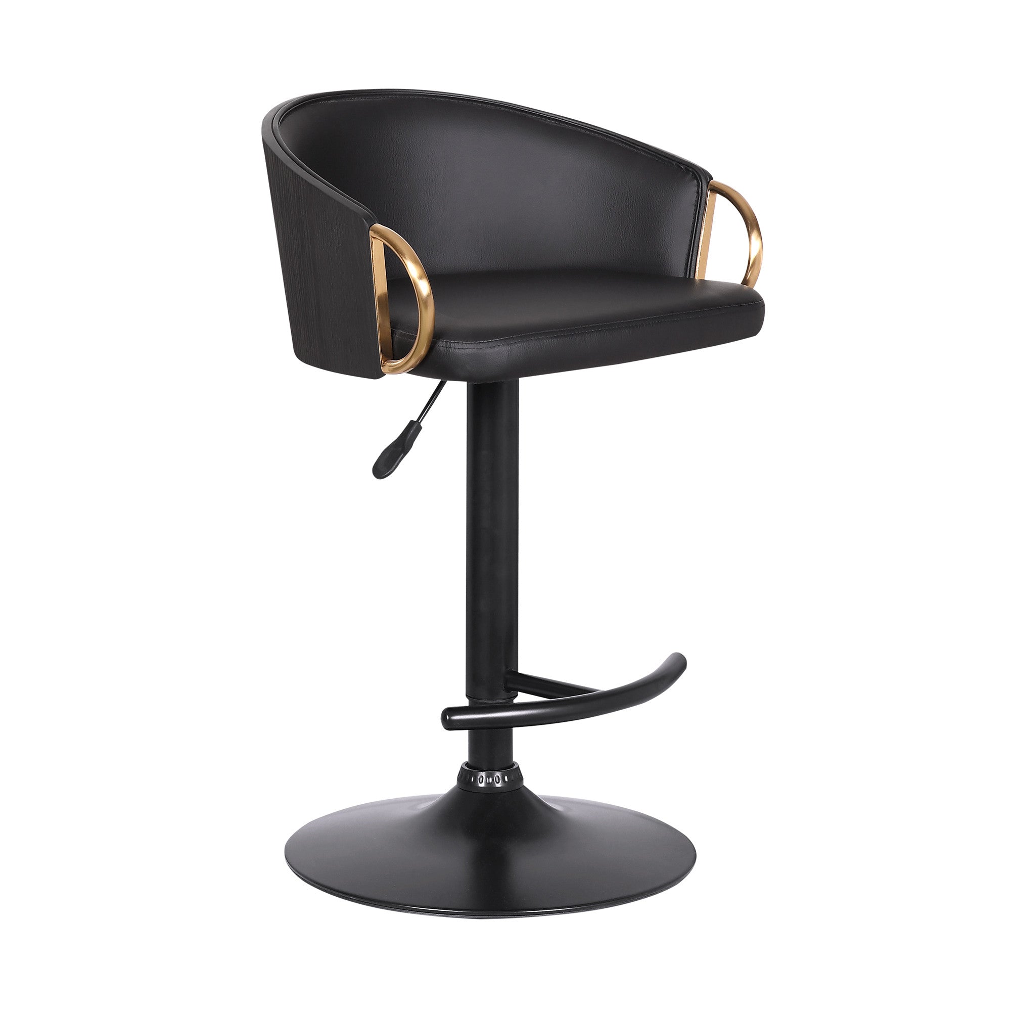 24" Black Faux Leather And Iron Swivel Low Back Adjustable Height Bar Chair - Homeroots - Flyclothing LLC