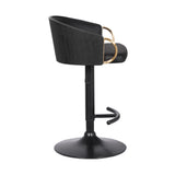 24" Black Faux Leather And Iron Swivel Low Back Adjustable Height Bar Chair - Homeroots - Flyclothing LLC