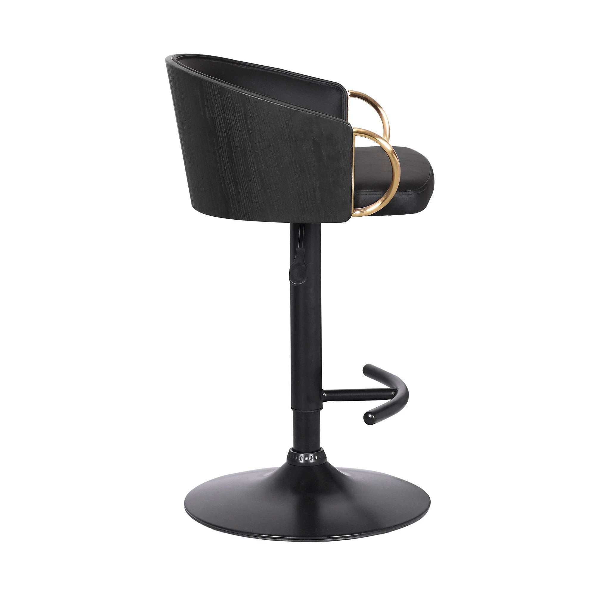24" Black Faux Leather And Iron Swivel Low Back Adjustable Height Bar Chair - Homeroots - Flyclothing LLC