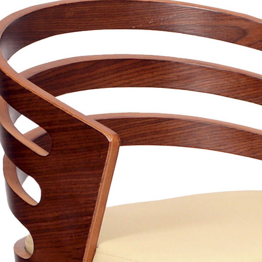 25" Cream And Silver Iron Swivel Low Back Adjustable Height Bar Chair - Homeroots - Flyclothing LLC