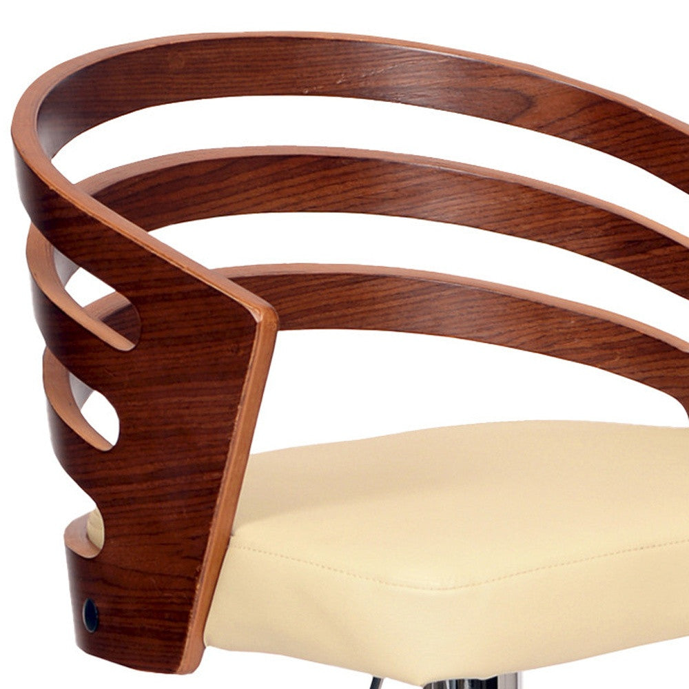 25" Cream And Silver Iron Swivel Low Back Adjustable Height Bar Chair - Homeroots - Flyclothing LLC