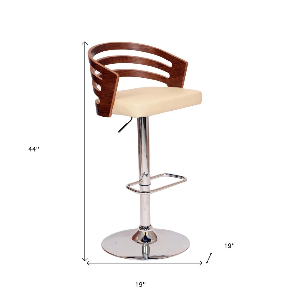 25" Cream And Silver Iron Swivel Low Back Adjustable Height Bar Chair - Homeroots - Flyclothing LLC