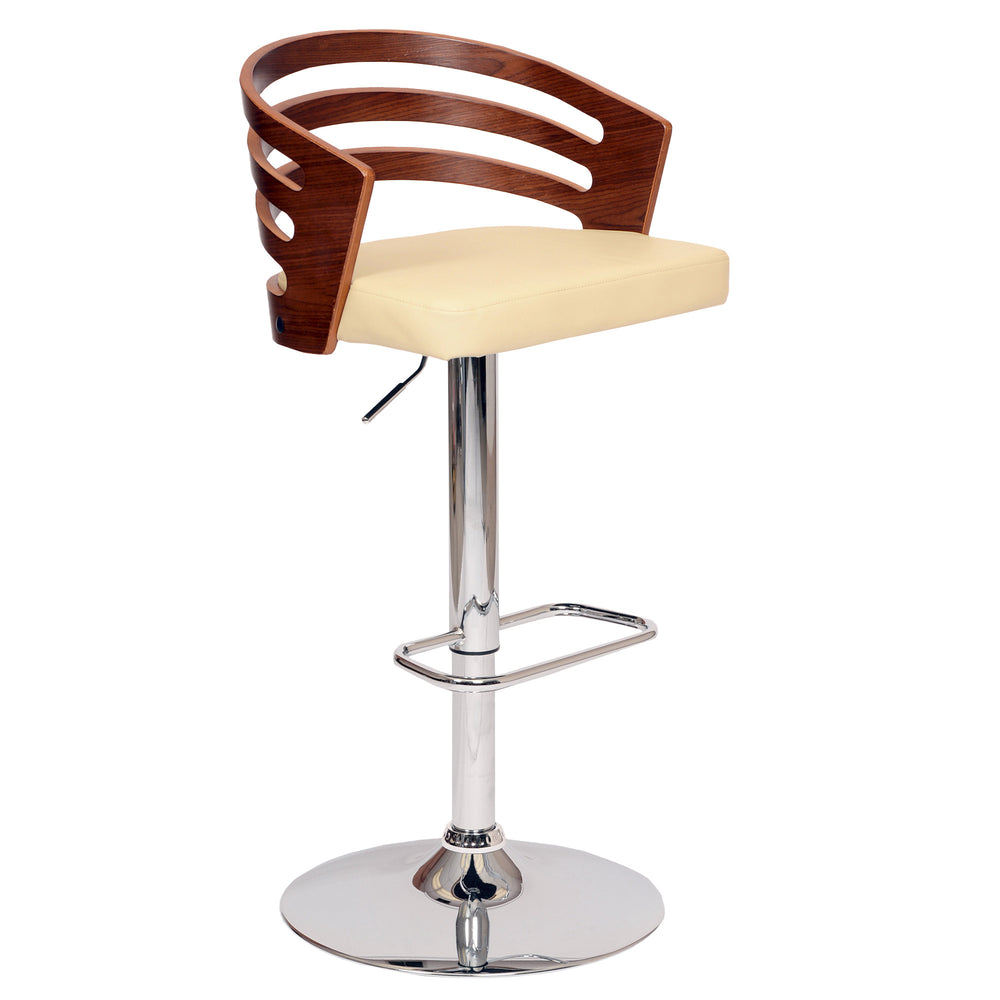 25" Cream And Silver Iron Swivel Low Back Adjustable Height Bar Chair - Homeroots