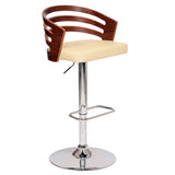 25" Cream And Silver Iron Swivel Low Back Adjustable Height Bar Chair - Homeroots