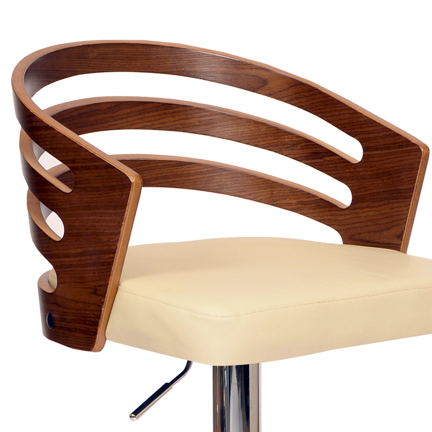 25" Cream And Silver Iron Swivel Low Back Adjustable Height Bar Chair - Homeroots - Flyclothing LLC