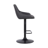 24" Gray And Black Iron Swivel Low Back Adjustable Height Bar Chair - Homeroots