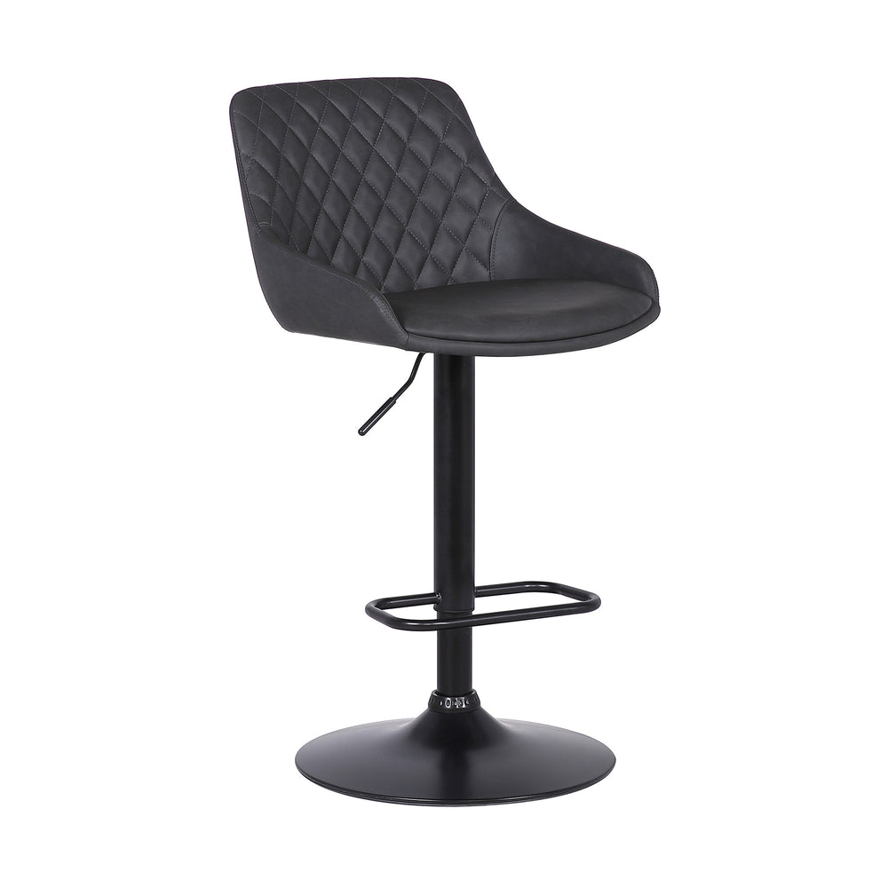 24" Gray And Black Iron Swivel Low Back Adjustable Height Bar Chair - Homeroots