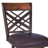 30" Brown Faux Leather And Iron Bar Height Bar Chair - Homeroots