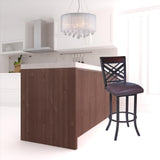 30" Brown Faux Leather And Iron Bar Height Bar Chair - Homeroots