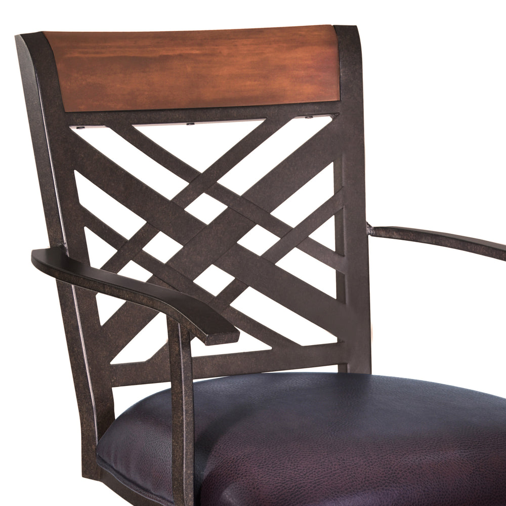26" Brown Faux Leather And Iron Counter Height Bar Chair - Homeroots - Flyclothing LLC