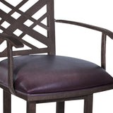 26" Brown Faux Leather And Iron Counter Height Bar Chair - Homeroots - Flyclothing LLC