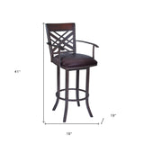 26" Brown Faux Leather And Iron Counter Height Bar Chair - Homeroots - Flyclothing LLC