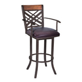 26" Brown Faux Leather And Iron Counter Height Bar Chair - Homeroots - Flyclothing LLC