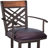 30" Brown Faux Leather And Iron Bar Height Bar Chair - Homeroots - Flyclothing LLC