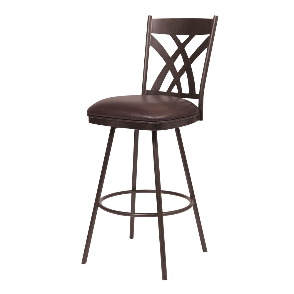 26" Brown Iron Counter Height Bar Chair - Homeroots