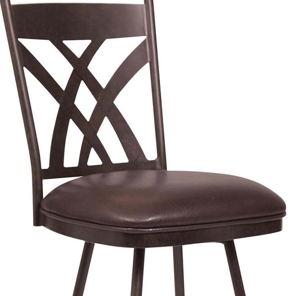 26" Brown Iron Counter Height Bar Chair - Homeroots