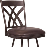 26" Brown Iron Counter Height Bar Chair - Homeroots