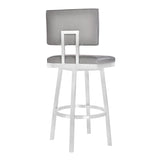 26" Light Gray And Silver Iron Swivel Counter Height Bar Chair - Homeroots