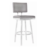 26" Light Gray And Silver Iron Swivel Counter Height Bar Chair - Homeroots - Flyclothing LLC