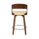 26" Cream And Brown Faux Leather And Iron Swivel Low Back Counter Height Bar Chair - Homeroots - Flyclothing LLC