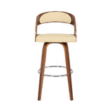 30" Cream And Brown Iron Swivel Low Back Bar Height Bar Chair - Homeroots - Flyclothing LLC