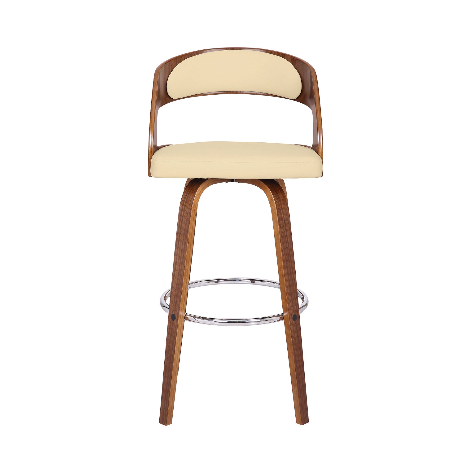 30" Cream And Brown Iron Swivel Low Back Bar Height Bar Chair - Homeroots - Flyclothing LLC