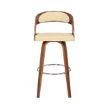 30" Cream And Brown Iron Swivel Low Back Bar Height Bar Chair - Homeroots