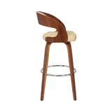 30" Cream And Brown Iron Swivel Low Back Bar Height Bar Chair - Homeroots