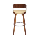30" Cream And Brown Iron Swivel Low Back Bar Height Bar Chair - Homeroots - Flyclothing LLC
