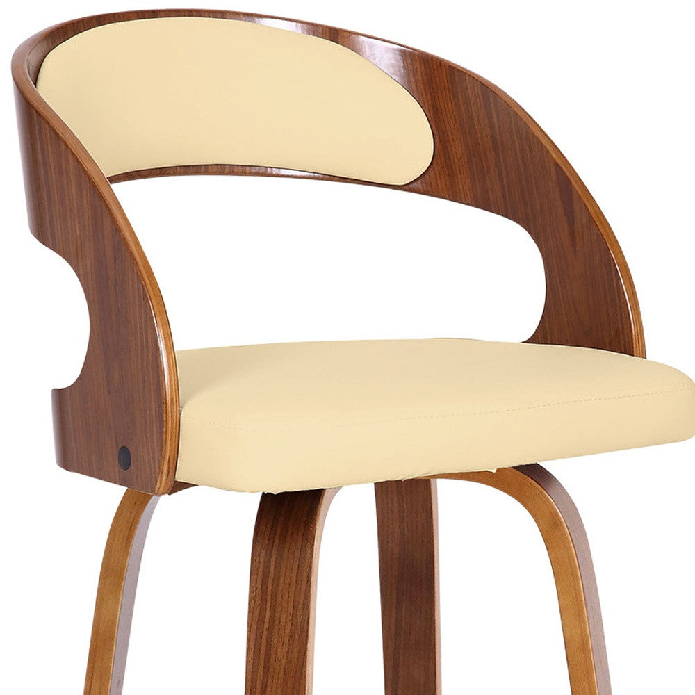 30" Cream And Brown Iron Swivel Low Back Bar Height Bar Chair - Homeroots - Flyclothing LLC